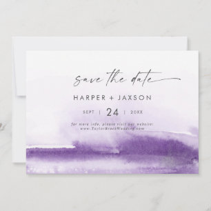 Save The Date Aquarelle moderne   Horizontal pourpre