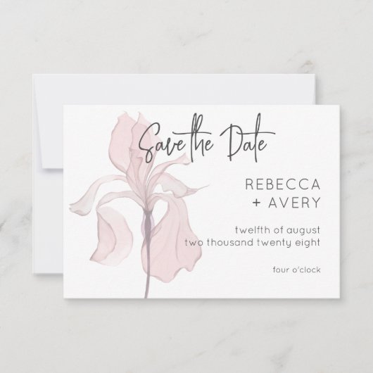 Save The Date Aquarelle moderne Mariage rose (Devant)