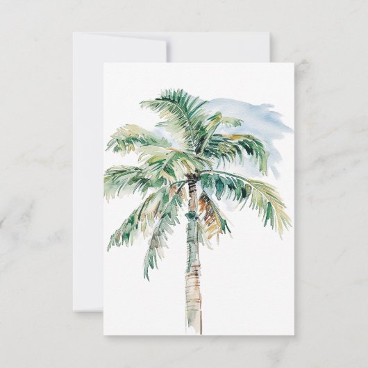 Save The Date Aquarelle moderne Palms & Plage Scène (Dos)
