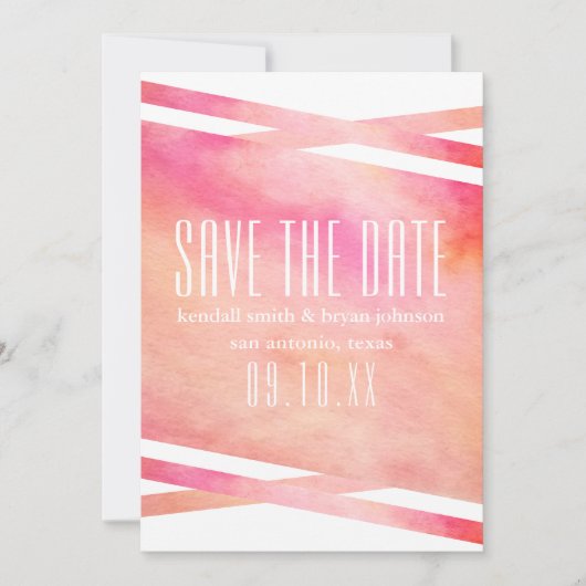 Save The Date Aquarelle moderne rose et orange Enregistrer la da (Devant)