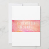 Save The Date Aquarelle moderne rose et orange Enregistrer la da (Dos)