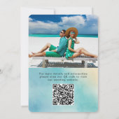 Save The Date Aquarelle moderne Script Ocean Beach Code QR (Dos)