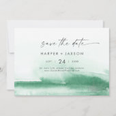 Save The Date Aquarelle moderne | Vert Horizontal Enregistrer La (Devant)