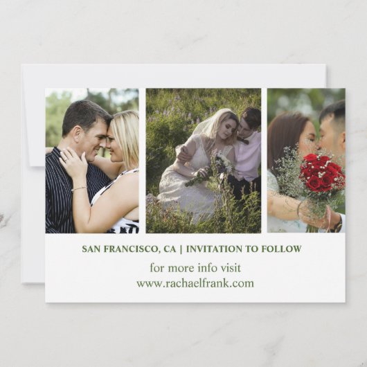 Save The Date Aquarelle moderne Vert Mariage photo (Dos)