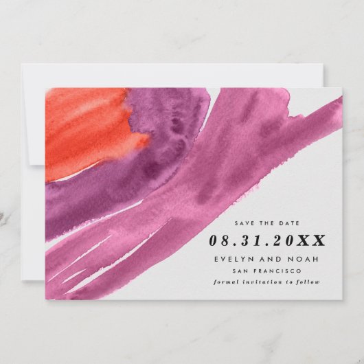 Save The Date Aquarelle moderne violet Enregistrer la date (Devant)