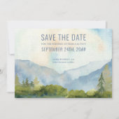 Save The Date Aquarelle Mountain Lake Dusty Blue (Devant)