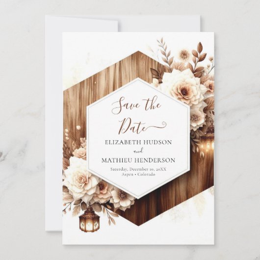 Save The Date Aquarelle Nature Mariage rustique (Devant)