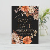 Save The Date Aquarelle noire florale Photo mariage de automne n (Debout devant)