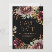 Save The Date Aquarelle noire florale Photo mariage de automne n (Devant)