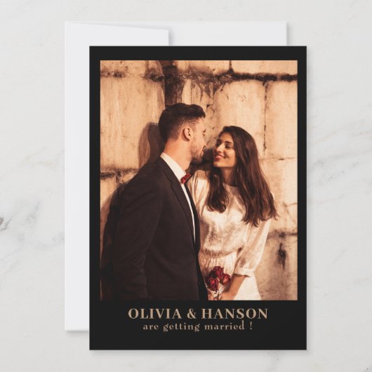 Save The Date Aquarelle noire florale Photo mariage de automne n (Dos)