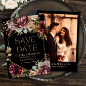 Save The Date Aquarelle noire florale Photo mariage de automne n