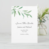 Save The Date Aquarelle Olive Branch Enregistrer la date (Debout devant)