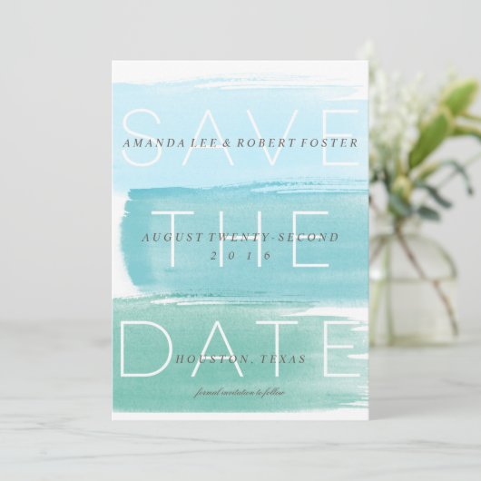 Save The Date Aquarelle Ombre Stripes Enregistrer la date (Debout devant)