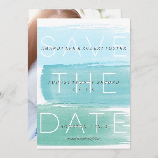 Save The Date Aquarelle Ombre Stripes Enregistrer la date (Devant / Derrière)