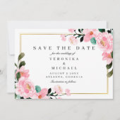 Save The Date Aquarelle Or Botanique Mariage élégant (Devant)