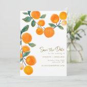 Save The Date Aquarelle Orange Citrus Mariage de script (Debout devant)