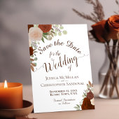 Save The Date Aquarelle orange rouille Floral Elegant Boho Maria