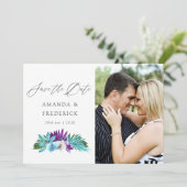 Save The Date Aquarelle Orchidées Tropicales Mariage Géométrique (Debout devant)