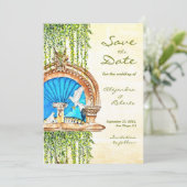 Save The Date Aquarelle originale Vieux Mexique Fontaine Mariage (Debout devant)