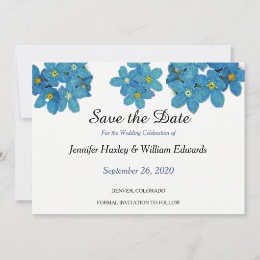 Save The Date Aquarelle Oubliez-moi pas Fleurs Enregistrer la da (Devant)