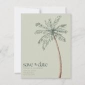 Save The Date Aquarelle Palm Tree Photo Beach Wedding (Devant)
