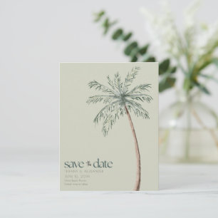 Save The Date Aquarelle Palm Tree Photo Beach Wedding