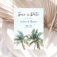 Aquarelle Palm Tree Plage tropicale Mariage