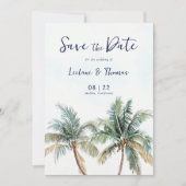 Save The Date Aquarelle Palm Tree Plage tropicale Mariage (Devant)