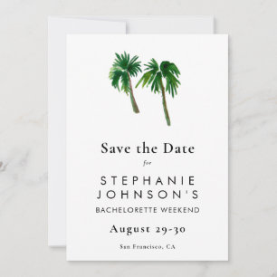 Save The Date Aquarelle Palmiers Tropicaux Enterrement de Vie d