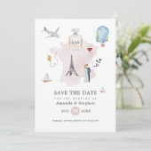 Save The Date Aquarelle Paris Destination Mariage Monogramme (Debout devant)