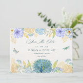 Save The Date Aquarelle pastel floral mariage papillon (Debout devant)