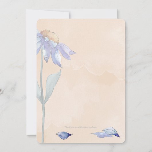 Save The Date Aquarelle Peach Soft avec Mariage Purple Daisy (Dos)