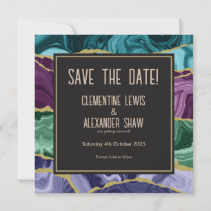 Save The Date Aquarelle Peacock Agate V2 (13 x 13 cm)