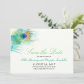 Save The Date Aquarelle Peacock Feather Enregistrer la date (Debout devant)