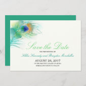 Save The Date Aquarelle Peacock Feather Enregistrer la date (Devant / Derrière)