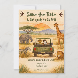 Save The Date Aquarelle Peinte Safari Devenir Sauvage Sauvegarde