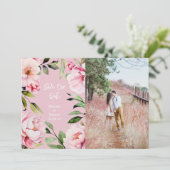 Save The Date Aquarelle Peony Mariage rose photo (Debout devant)