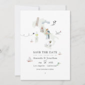 Save The Date Aquarelle photo de mariage de destination italienn (Devant)