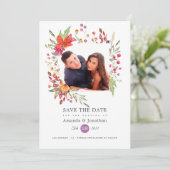 Save The Date Aquarelle Photo de mariage de fleurs sauvages (Debout devant)