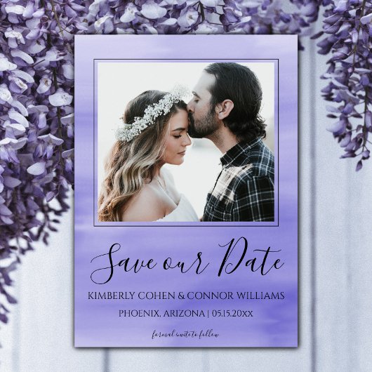 Save The Date Aquarelle photo Enregistrer la date | Violet