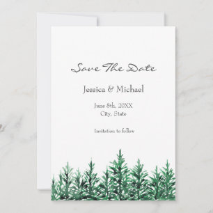 Save The Date Aquarelle Pine Arbres