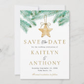 Save The Date Aquarelle Pine Boughs Noël Mariage d'hiver (Devant)