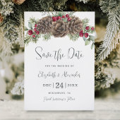 Save The Date Aquarelle Pine d'hiver Berries Mariage de Noël