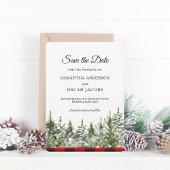 Save The Date Aquarelle Pine verte et Buffle rouge Plaid