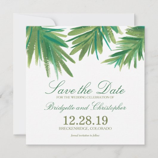 Save The Date Aquarelle Pine Woods | Enregistrer la date (Devant)