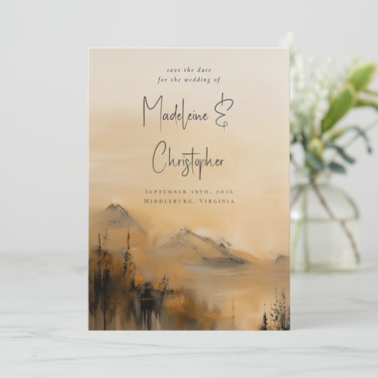 Save The Date Aquarelle pittoresque Automne Mariage extérieur de (Debout devant)