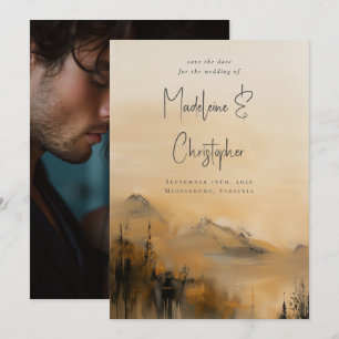 Save The Date Aquarelle pittoresque Automne Mariage extérieur de