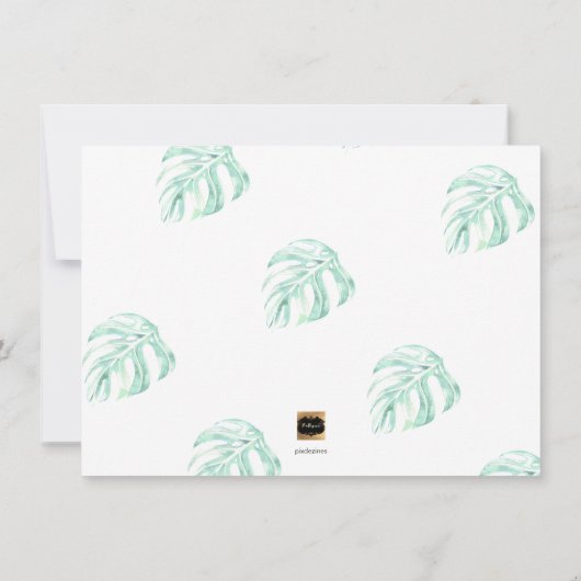 Save The Date Aquarelle PixDezines Monstera|Enregistrer la date (Dos)