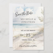 Save The Date Aquarelle Plage Côtière PHOTO Mariage (Devant)