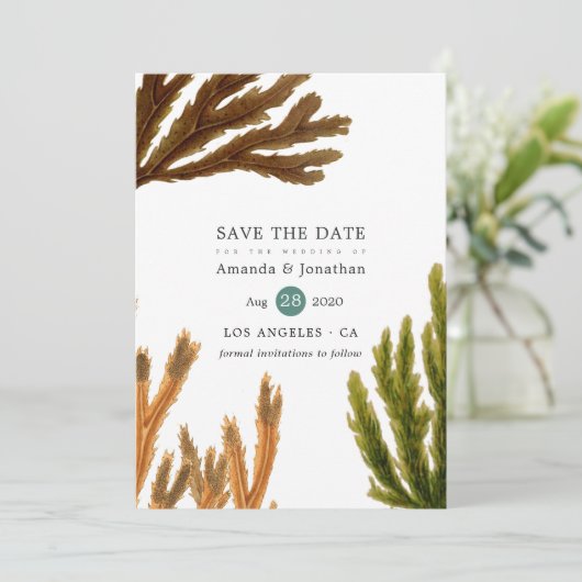 Save The Date Aquarelle Plage d'algues Mariage à thème (Debout devant)
